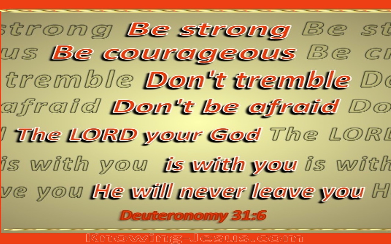 Deuteronomy 31:6 Strong and Courageous (red)